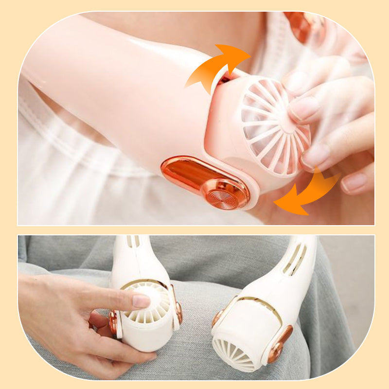 💨2026 Summer Hot Sale 55% OFF💞🍃 USB Portable Bladeless Neck Fan –😎Ultra‑quiet, 360° rotating, 3 speeds🌬️