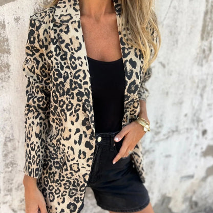 💥 Descuento por tiempo limitado: ¡Disfruta de un 60% de DESCUENTO! 💥 Blazer de moda con estampado de leopardo para mujer