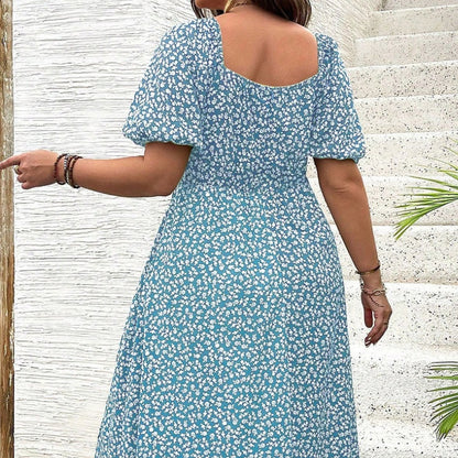💗Summer Specials-60% OFF💗Plus-size Short Sleeve Split Floral Print Dress