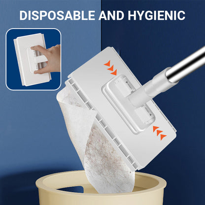 😍2026 NEW SALE-50% OFF😍🧹Disposable Dust Mop with 4 Reusable Cloths✨Lightweight Floor Dusting Mop For Hardwood Tile Floors