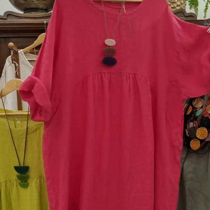 Hot sale 50% OFF💃Women's Casual Loose Round Neck Solid Color Dress with 3/4 Sleeves & Pockets