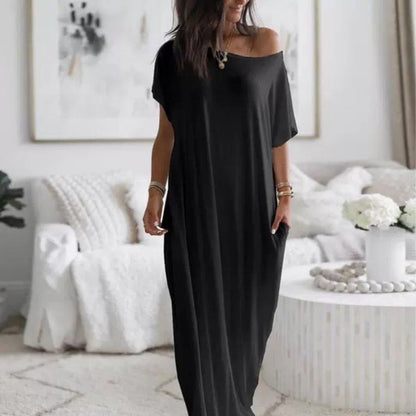 Seasonal bestseller with 60% off 🔥Women's Summer Casual Loose Solid Color Short-Sleeve Long Dress