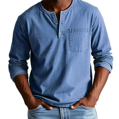 🔥SÚPER OFERTA DE PRIMAVERA 49% DE DESCUENTO🔥Camisa de manga larga para hombre, estilo vintage y desgastado con bolsillos