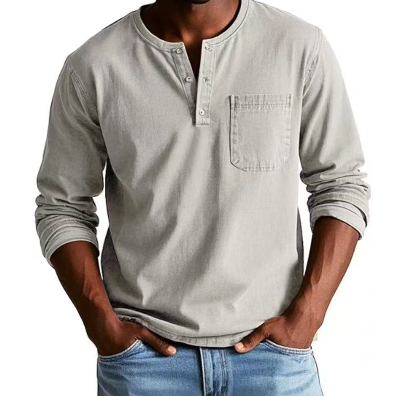 🔥SÚPER OFERTA DE PRIMAVERA 49% DE DESCUENTO🔥Camisa de manga larga para hombre, estilo vintage y desgastado con bolsillos