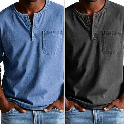 🔥SÚPER OFERTA DE PRIMAVERA 49% DE DESCUENTO🔥Camisa de manga larga para hombre, estilo vintage y desgastado con bolsillos