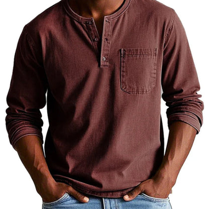 🔥SÚPER OFERTA DE PRIMAVERA 49% DE DESCUENTO🔥Camisa de manga larga para hombre, estilo vintage y desgastado con bolsillos