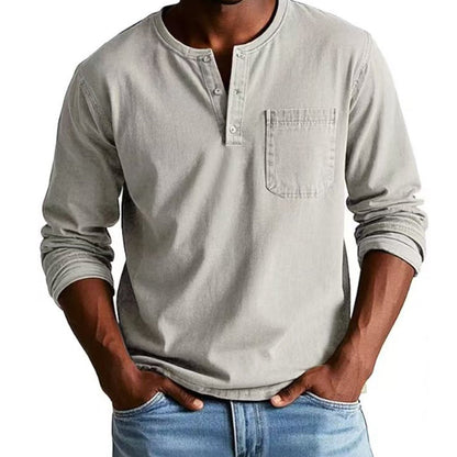 🔥SÚPER OFERTA DE PRIMAVERA 49% DE DESCUENTO🔥Camisa de manga larga para hombre, estilo vintage y desgastado con bolsillos