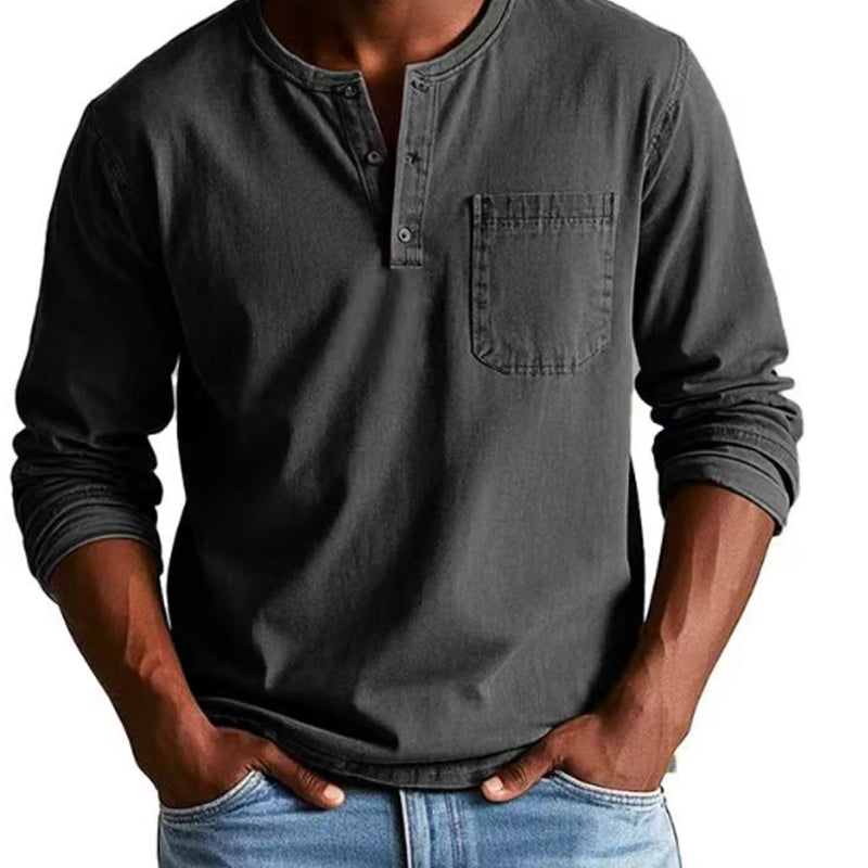 🔥SÚPER OFERTA DE PRIMAVERA 49% DE DESCUENTO🔥Camisa de manga larga para hombre, estilo vintage y desgastado con bolsillos