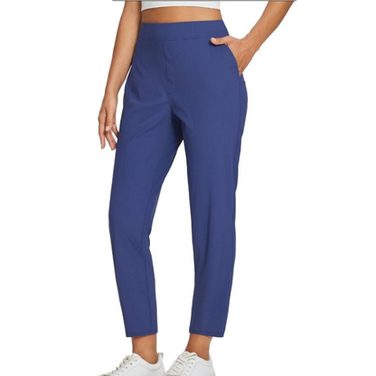 Women’s Fitted High-Waisted Zip-Pocket Trousers - 👖Lightweight, Breathable, Soft 26\"/27\" Ankle Pants with Zipper Pockets