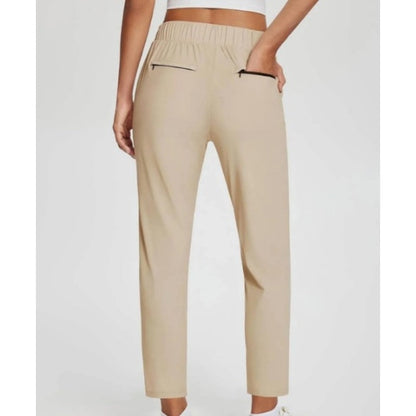 Women’s Fitted High-Waisted Zip-Pocket Trousers - 👖Lightweight, Breathable, Soft 26\"/27\" Ankle Pants with Zipper Pockets