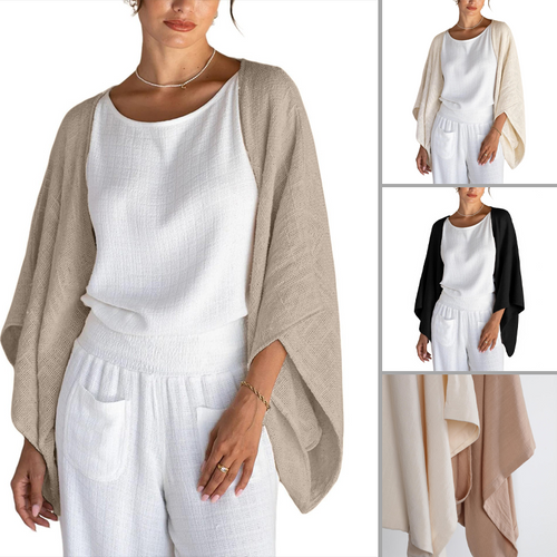 Hot sale 60%OFF💥Women's 3/4 Sleeve Front-Open Loose Shawl