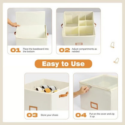 👟 Fabric Shoe Organizer Storage Box – Foldable, Large Capacity, Dustproof & Breathable for Closet & Bedroom 🧺✨-UK