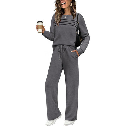🔥LAST DAY 70% OFF✨Women's Crew Neck Top & Drawstring Pants Set