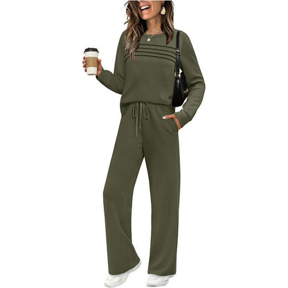 🔥LAST DAY 70% OFF✨Women's Crew Neck Top & Drawstring Pants Set
