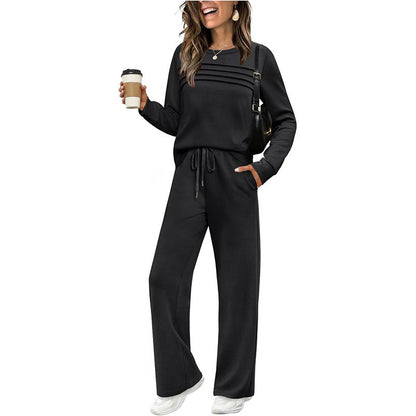 🔥LAST DAY 70% OFF✨Women's Crew Neck Top & Drawstring Pants Set