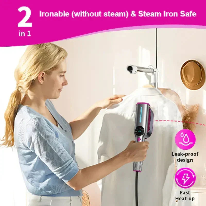 🥳2026 HOT SALE💨  Steam Iron & Steamer 2-in-1 – Kills 99.99% mites & bacteria. 5s preheat, 150ml tank. Ceramic plate, even heat. Safe for silk to cotton. Your fabric care essential. 🛡️🌿