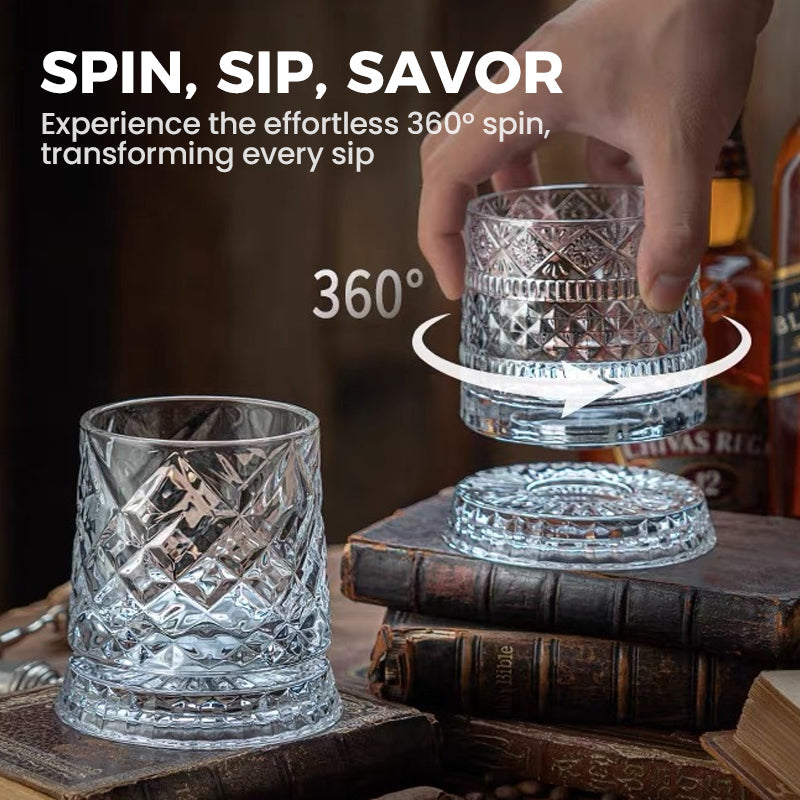 🥛💎New Year Hot Sale 49% OFF✨🔥360° Rotating Whiskey Glass Tumbler