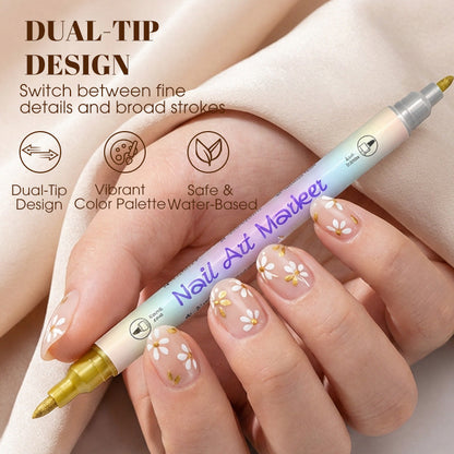 ⏳ Limited Time 50% Off! 💅🖌️Dual‑Tip Nail Art Pens
