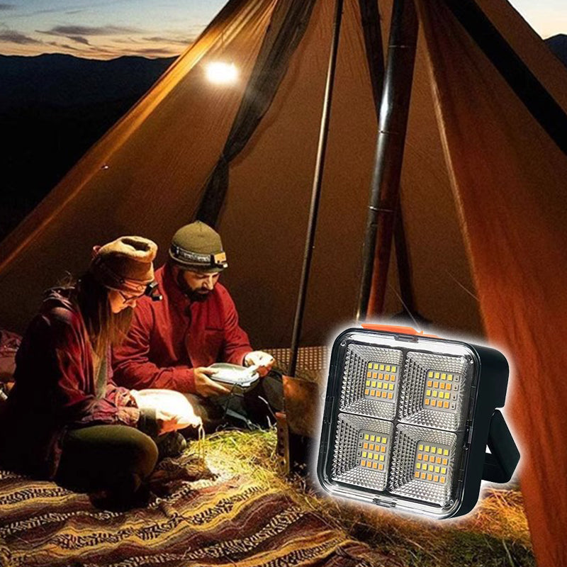 Solar Rechargeable LED Work Light - 288 Super Bright 5730 Beads Floodlight, USB & Type-C Charging, 5 Lighting Modes, IP66 Waterproof, Magnetic, SOS Emergency Signal, Adjustable Stand, Portable Light for Camping, Car Repairs
