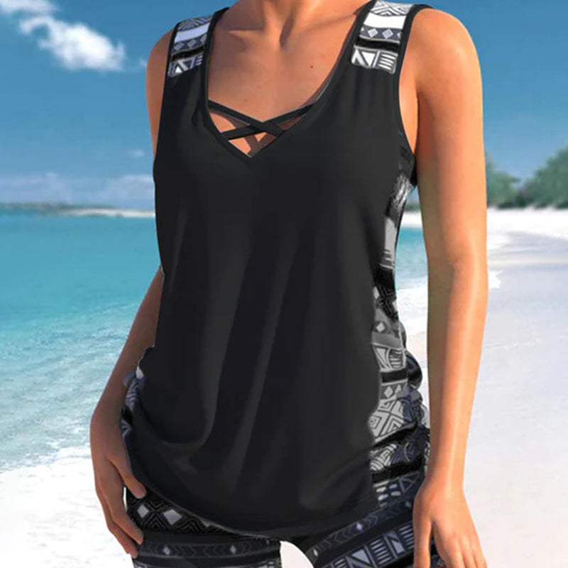 💗 Miraclesuit Women's Tummy Control Tankini Set with Built-In Bra – Flattering Boho Swimwear with Shorts🔥GB