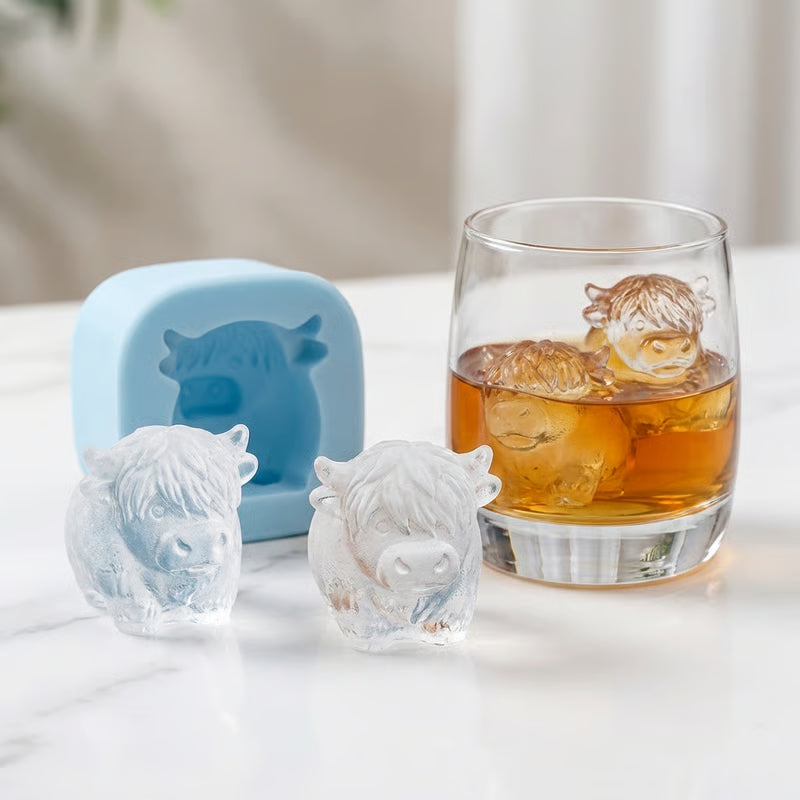 🐮Highland Cow Ice Cube Mold - Adorable 3D Silicone Tray for Drinks & Parties 🧊
