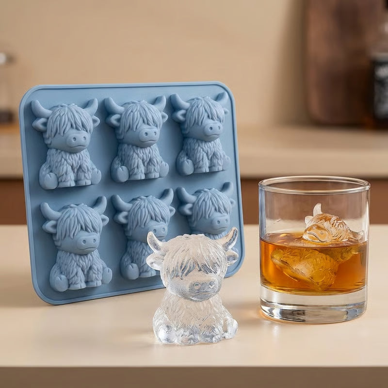 🐮Highland Cow Ice Cube Mold - Adorable 3D Silicone Tray for Drinks & Parties 🧊