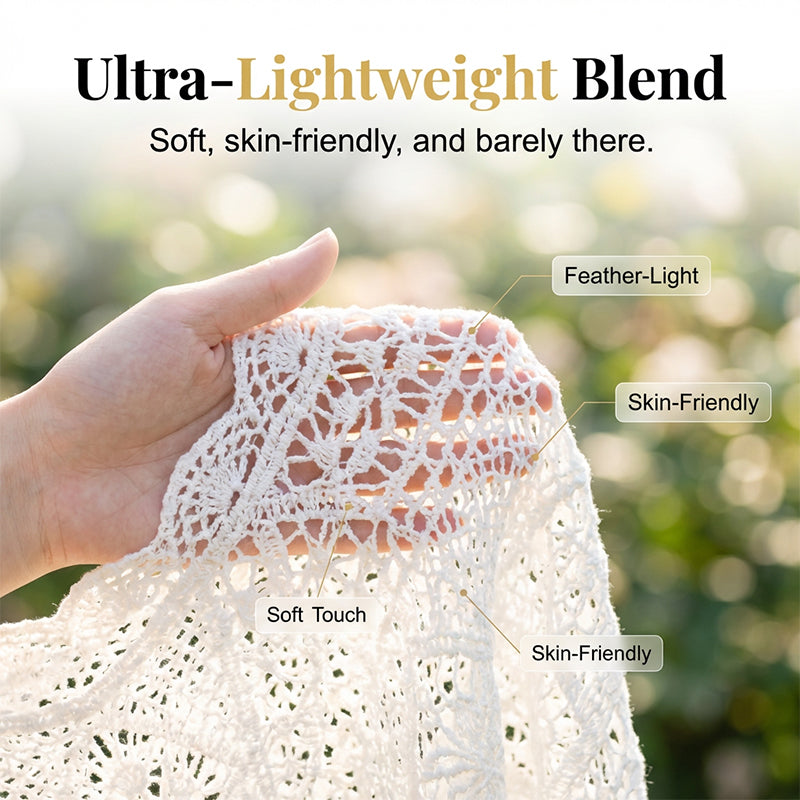 👒 🌊 Women's Vintage-Inspired Lace Cover-Up Blouse – Flare Sleeves, Bohemian Beachwear 🌸