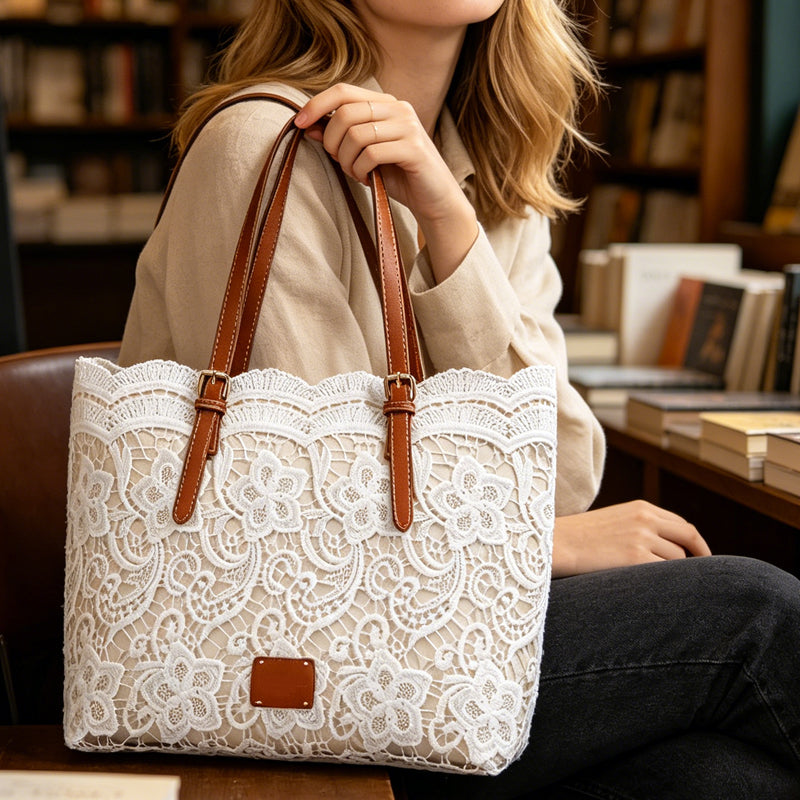 ✨🩷New Arrivals Special Price :￡11.99!🩷👜Nice Gift-Elegant Lace Large Capacity Tote Bag