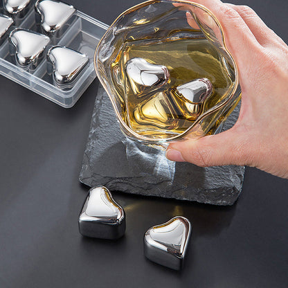 Heart-Shaped Stainless Steel Reusable Ice Cubes Set