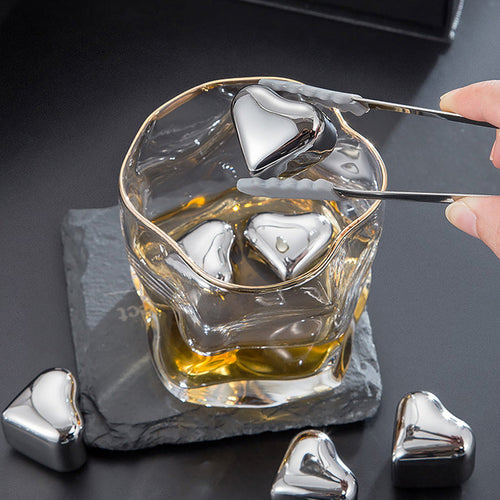 Heart-Shaped Stainless Steel Reusable Ice Cubes Set