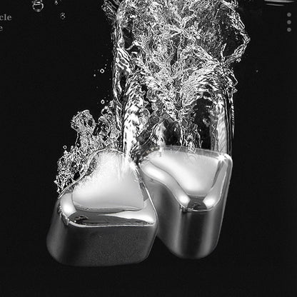 Heart-Shaped Stainless Steel Reusable Ice Cubes Set