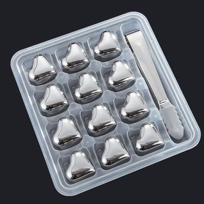 Heart-Shaped Stainless Steel Reusable Ice Cubes Set