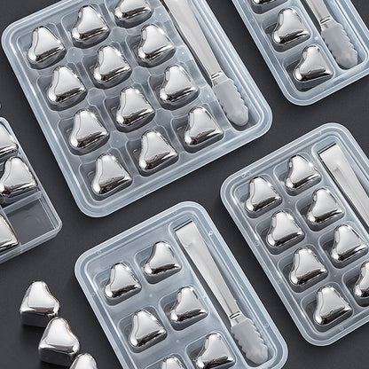 Heart-Shaped Stainless Steel Reusable Ice Cubes Set