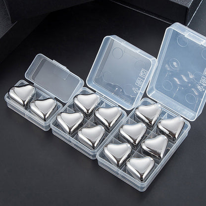 Heart-Shaped Stainless Steel Reusable Ice Cubes Set