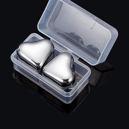 Heart-Shaped Stainless Steel Reusable Ice Cubes Set