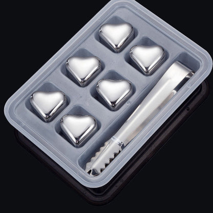 Heart-Shaped Stainless Steel Reusable Ice Cubes Set