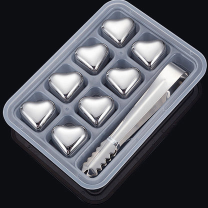 Heart-Shaped Stainless Steel Reusable Ice Cubes Set