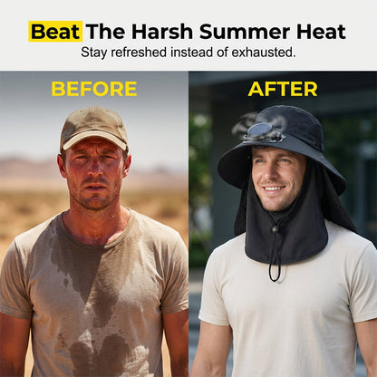 Solar-Powered Wide-Brim Shade Fan Hat