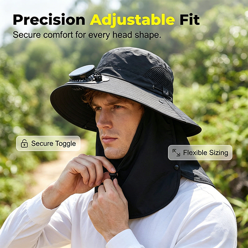Solar-Powered Wide-Brim Shade Fan Hat