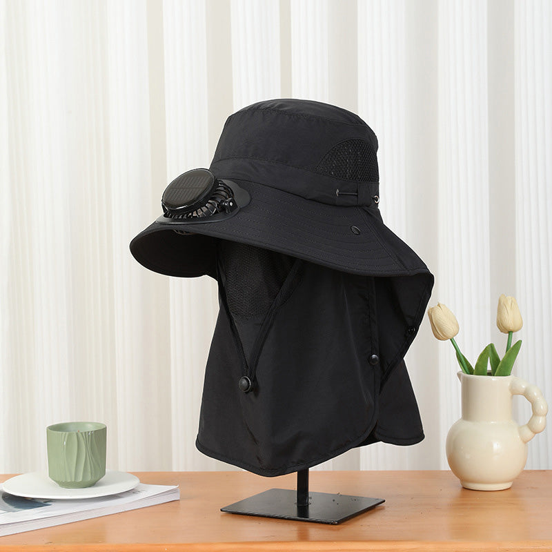 Solar-Powered Wide-Brim Shade Fan Hat