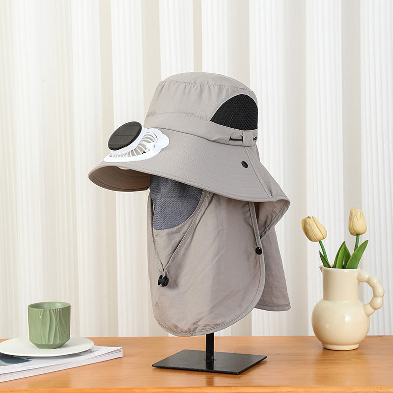 Solar-Powered Wide-Brim Shade Fan Hat