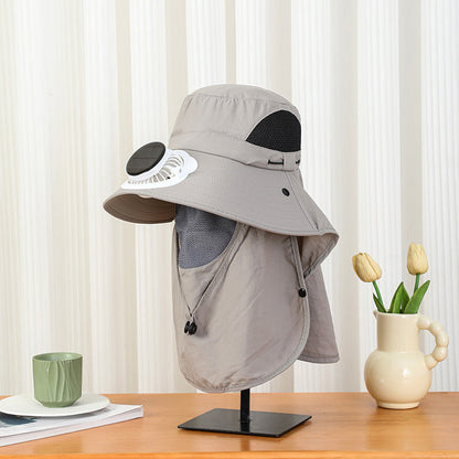Solar-Powered Wide-Brim Shade Fan Hat