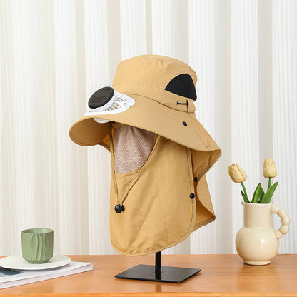 Solar-Powered Wide-Brim Shade Fan Hat