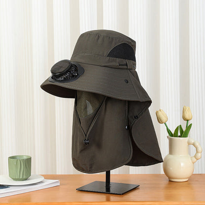 Solar-Powered Wide-Brim Shade Fan Hat