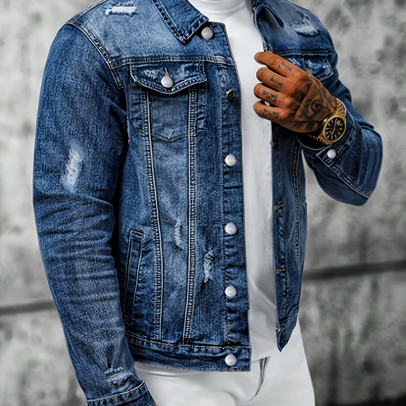 🧥 50% OFF NOW! 👖 Men's Casual Vintage-Wash Distressed Denim Jacket – Timeless Design, Durable Fabric & Functional Pockets ✨