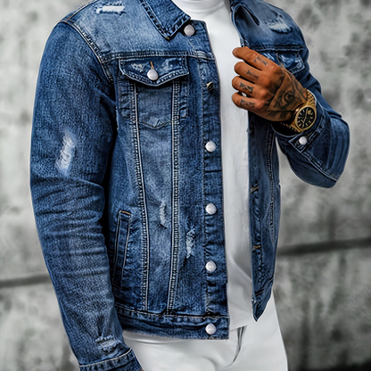 🧥 50% OFF NOW! 👖 Men's Casual Vintage-Wash Distressed Denim Jacket – Timeless Design, Durable Fabric & Functional Pockets ✨