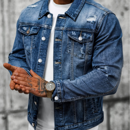 🧥 50% OFF NOW! 👖 Men's Casual Vintage-Wash Distressed Denim Jacket – Timeless Design, Durable Fabric & Functional Pockets ✨
