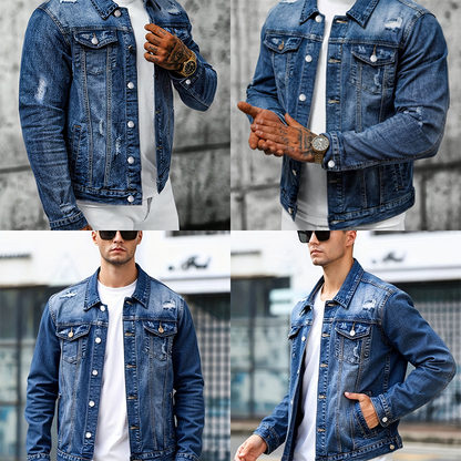 🧥 50% OFF NOW! 👖 Men's Casual Vintage-Wash Distressed Denim Jacket – Timeless Design, Durable Fabric & Functional Pockets ✨
