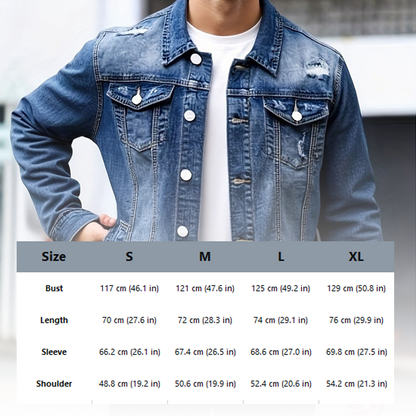 🧥 50% OFF NOW! 👖 Men's Casual Vintage-Wash Distressed Denim Jacket – Timeless Design, Durable Fabric & Functional Pockets ✨