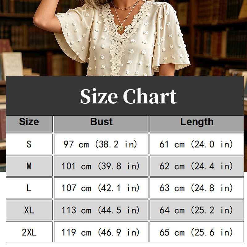 📢📢50% OFF !! ⏰Women's Jacquard V-Neck Butterfly Sleeve Top